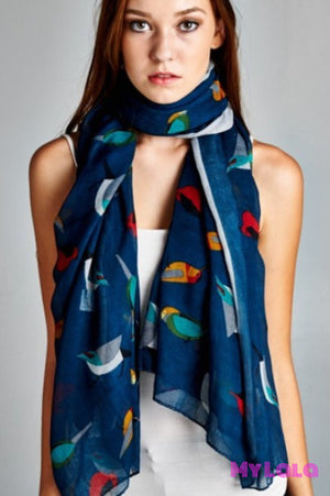 1 Sc104 Bird Scarf (Navy)