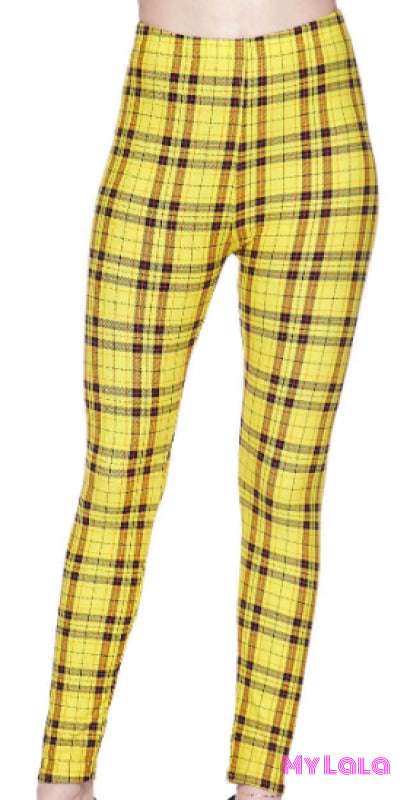 1 l016 Black Yellow Plaid OS - My Lala Leggings