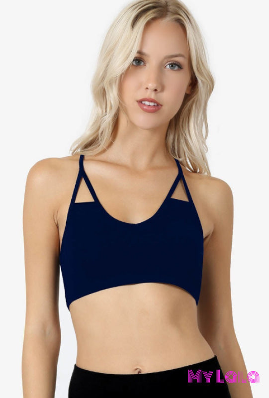 Cotton Peek Bralette (Navy) - My Lala Leggings