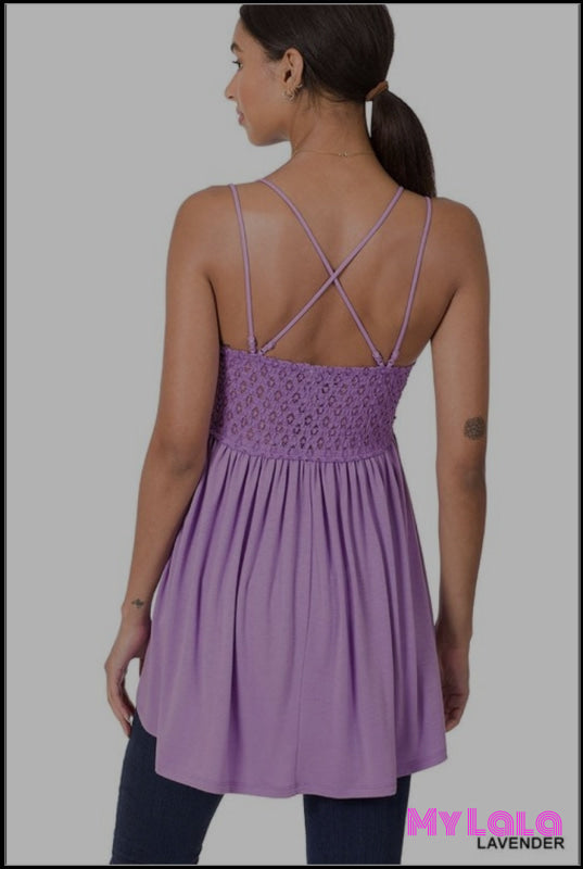 1 6345 Crochet Lace Cami (Eggplant)