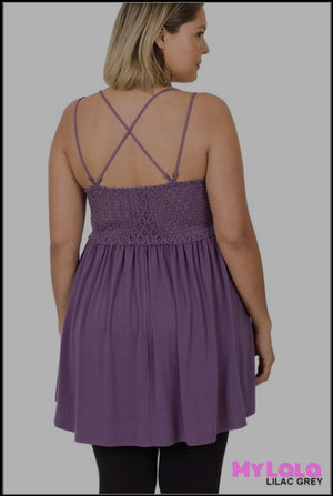 1 6345 Crochet Lace Cami (Lilac Grey)