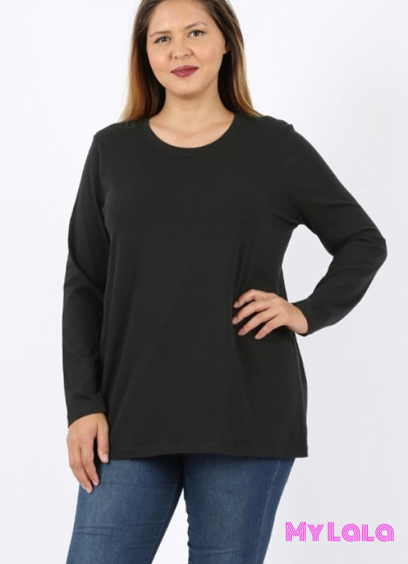 Curvy Callie Crew Neck (Black) - My Lala Leggings