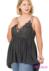 1 6345 Curvy Crochet Lace Cami (Ash Grey)