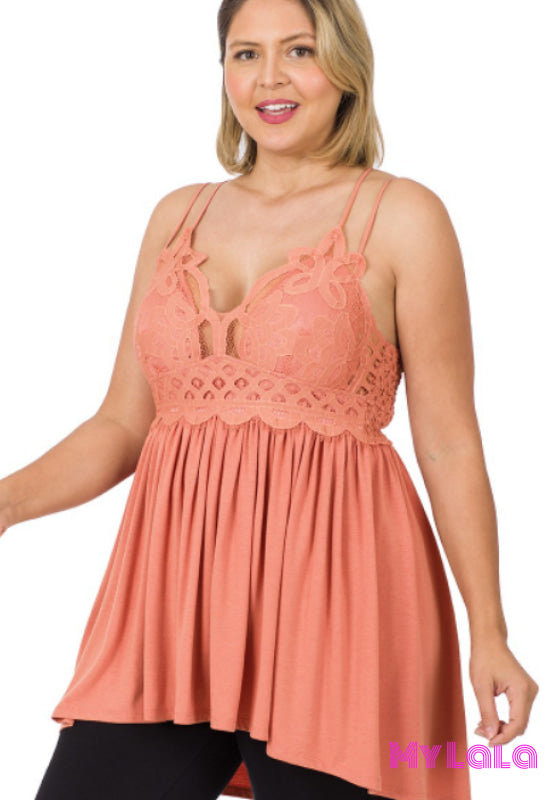 1 6345 Curvy Crochet Lace Cami (Ash Rose)