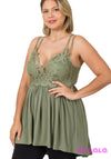 1 6345 Curvy Crochet Lace Cami (Lt Olive)