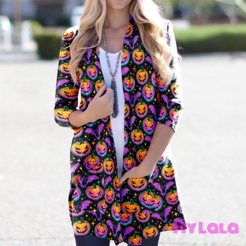 Curvy Olivia Cardigan (Neon Pumpkin)