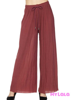 1 902 Curvy Pleated Palazzo Pants (Marsala)