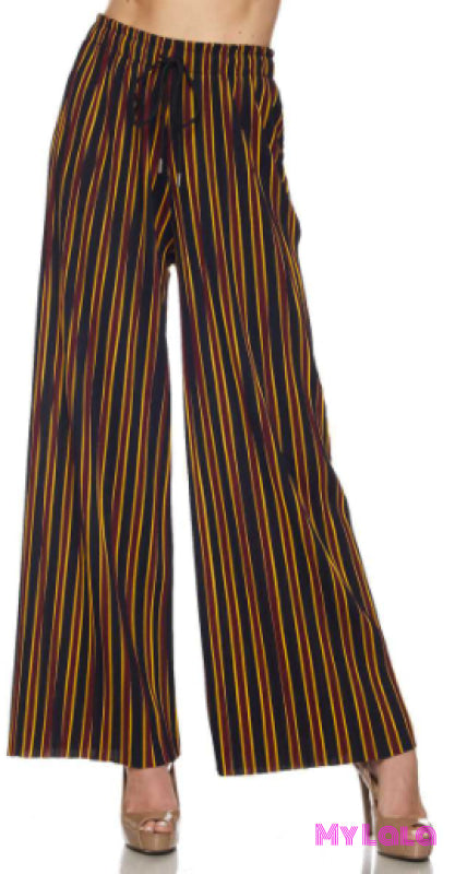 1 902 Curvy Pleated Palazzo Wide Leg Pants (Black/burgundy/mustard)