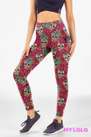 Curvy Pocket Leggings 20-26 (Skulls Of Fall)