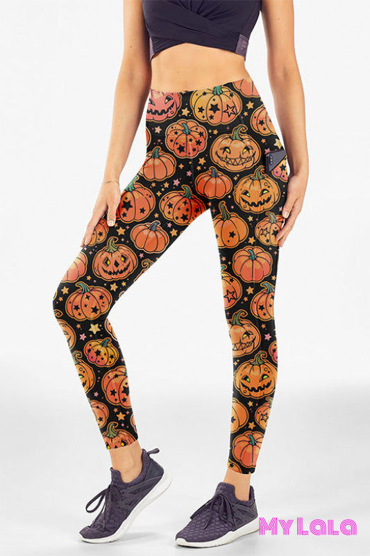 Curvy Pocket Leggings (Basket Of Pumpkins)