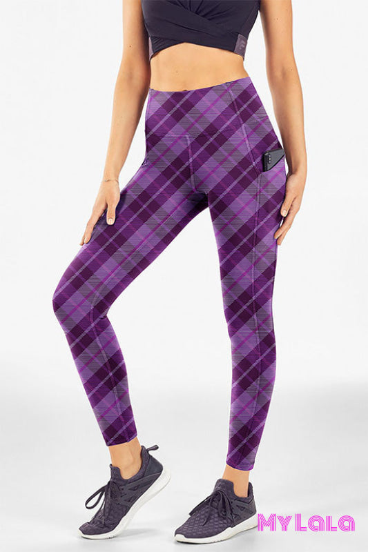 Curvy Pocket Leggings (Purple Plaid)