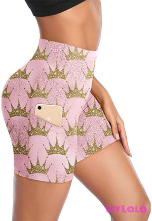 Curvy Pocketed Gym Shorts (Crown)