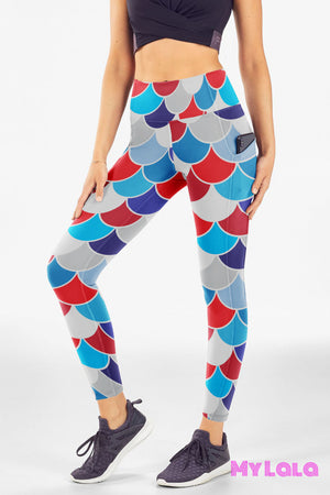 1 Yoga Band - Curvy Pocketed Legging (Freedom Mermaid)