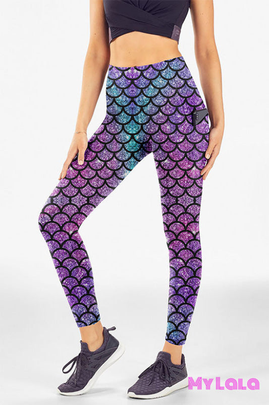 Yoga Band - Curvy Pocketed Legging (Glitter Mermaid)