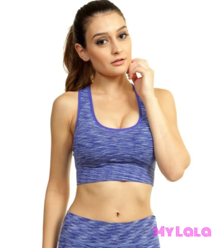 Digital Heather Sports Bra (Blue) - My Lala Leggings