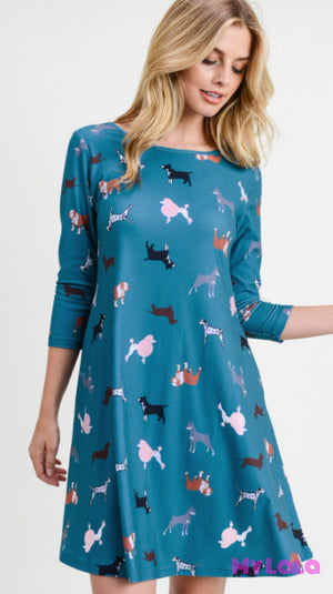 Dress Dog Lover (Teal) - My Lala Leggings