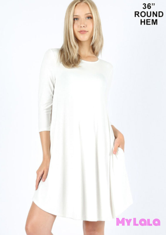 Dress - Raceland Round Hem A-Line (Ivory) - My Lala Leggings