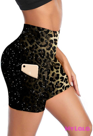 Ec2 Pocketed Gym Shorts 24-32 (Glitter Leopard)