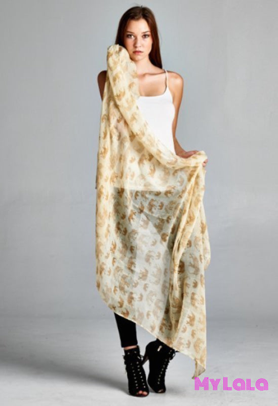 1 Sc103 Elephant Scarf (Beige)