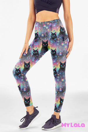 Extra Curvy Pocket Leggings 20-26 (Cyborg Kitty)