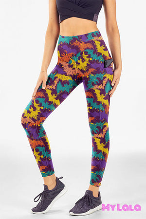 Extra Curvy Pocket Leggings 20-26 (Painting Bats)