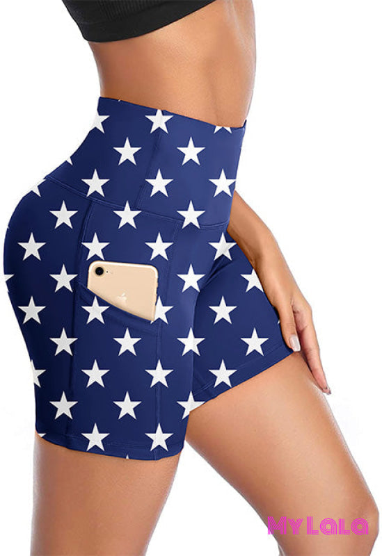 Extra Curvy Pocketed Gym Shorts 20-26 (American Stars)