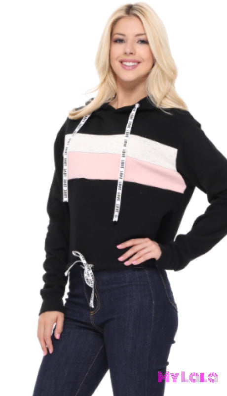 Fleece Colorblock Pullover (Black) - My Lala Leggings