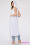 1 J6008 Hooded Sleeveless Cardigan (White)