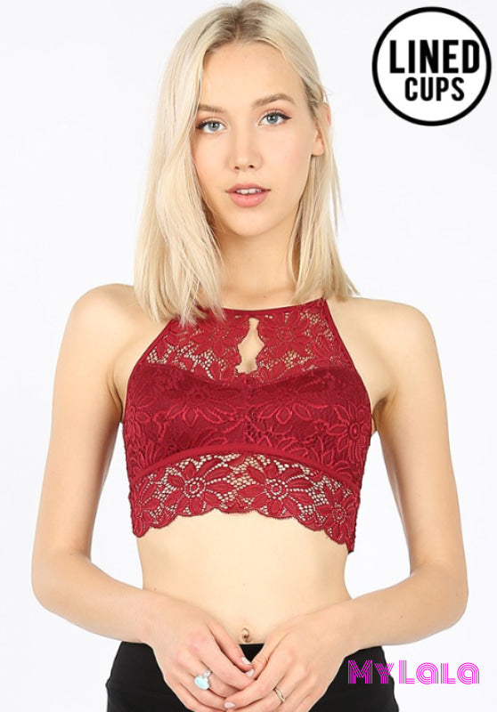 Keyhole High Neck Bralette (Cabernet) - My Lala Leggings