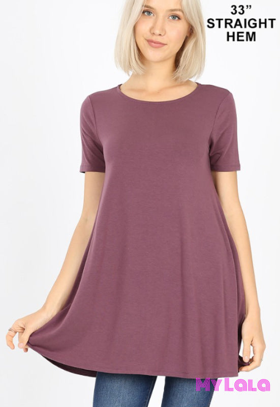 Lauren Longline Pocketed Tunic (Eggplant) - My Lala Leggings