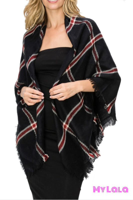 Lined Blanket Scarf (Black) - My Lala Leggings