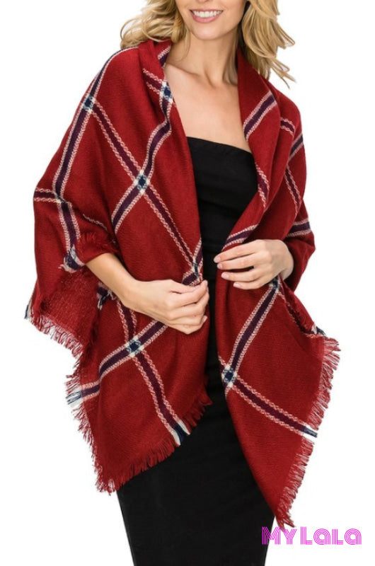 Lined Blanket Scarf (Red) - My Lala Leggings