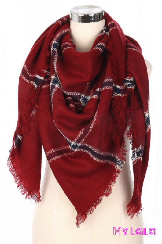 Lined Blanket Scarf (Red) - My Lala Leggings