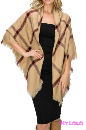 Lined Blanket Scarf (Tan) - My Lala Leggings