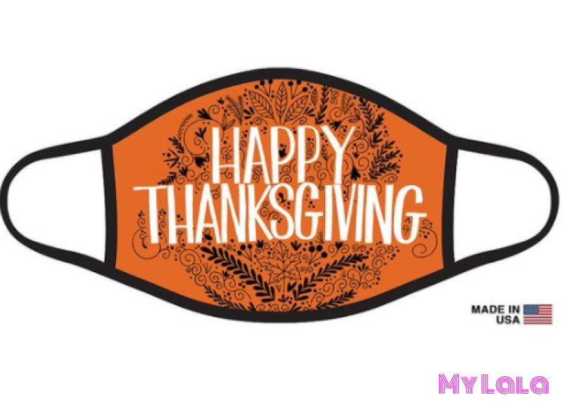 Orange Happy Thanksgiving Mask - My Lala Leggings