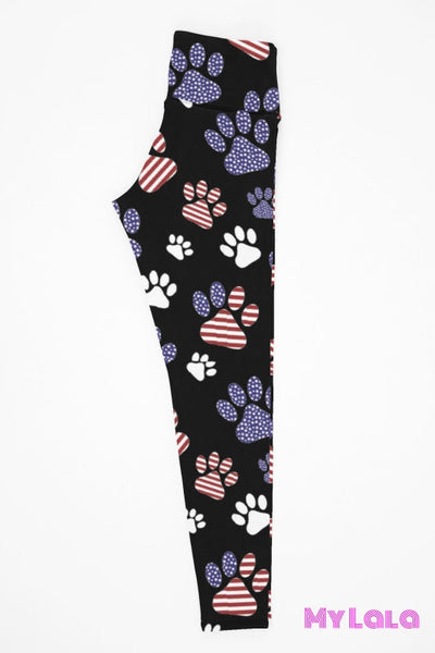 LuLaRoe Leggings ~ TC ~ Black ~ RED WHITE BLUE PAW PRINTS ~ July 4th UNICORN