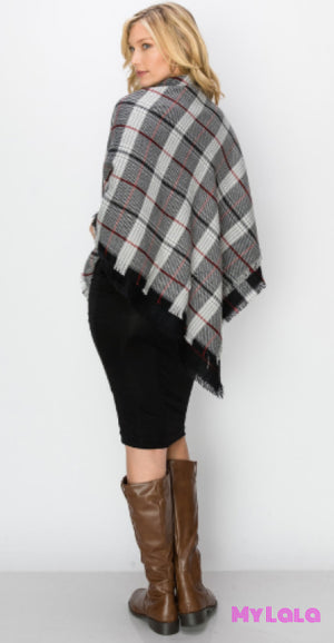 Plaid Blanket Scarf (Black) - My Lala Leggings