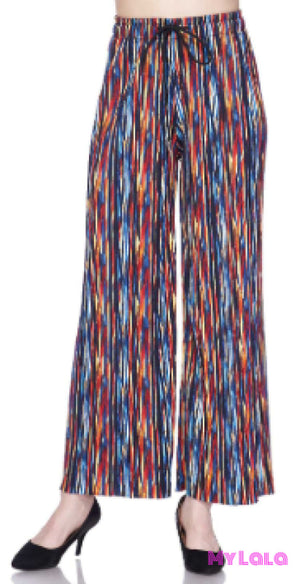 Pleated Palazzo Wide Leg Pants OS (Multi) - My Lala Leggings