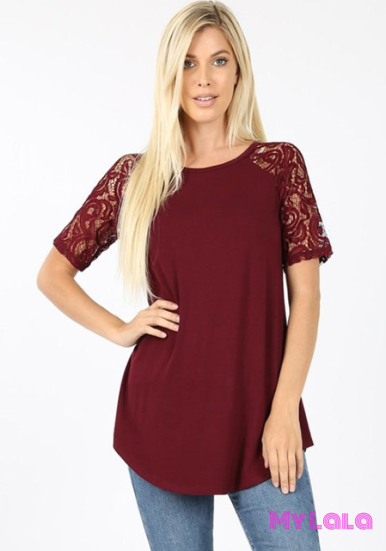 Sarah Shoulder Lace (Dk Burgundy) - My Lala Leggings