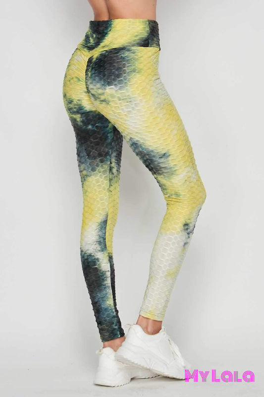 Tie Dye Booty Lift (Black/Yellow) - My Lala Leggings