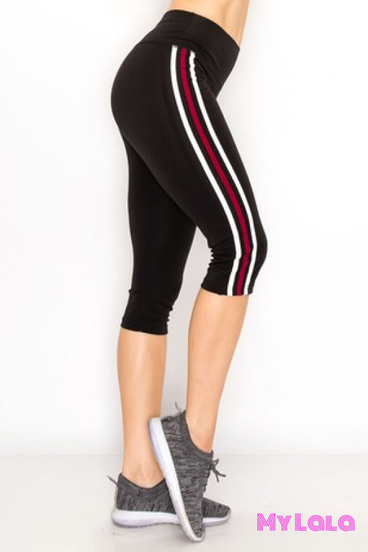 Triple Stripe Capri Activewear (Yoga Band) - My Lala Leggings