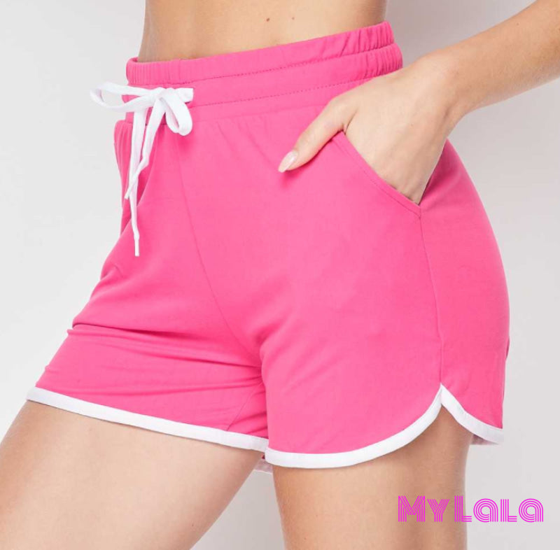 1 Ds01 White Trim Shorts (Fuchsia)