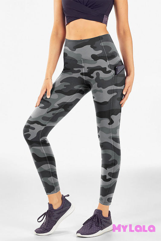 Yoga Band - Curvy Pocketed Legging (Grey Camo)