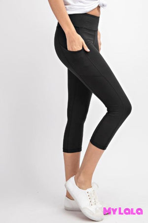 Yoga Band - Extra Curvy Pocketed Softy CAPRI 20-26 (Black) - My Lala Leggings